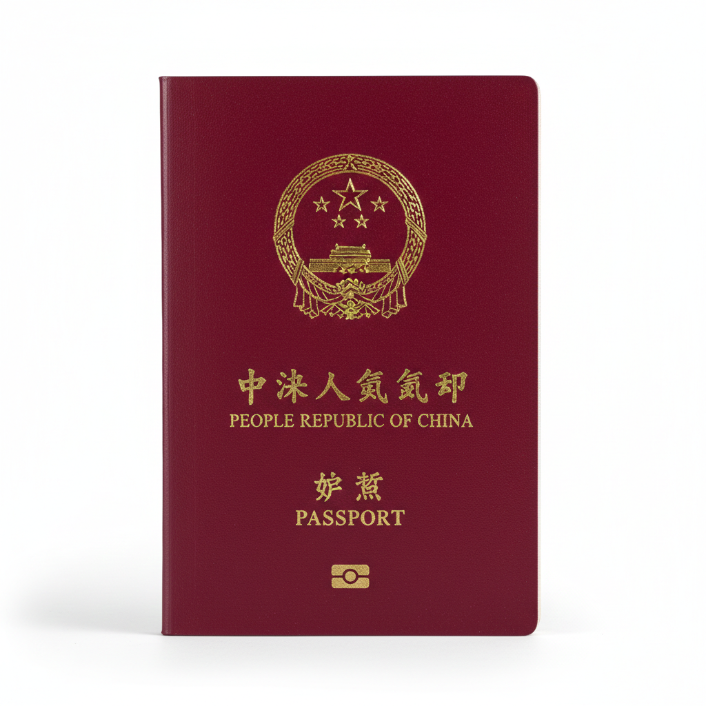 Chinese passport photo example showing correct 33x48mm format