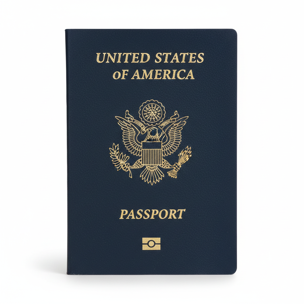 US passport photo example showing correct 2x2 inch format